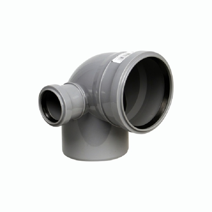Отвод ПП110х90˚ с выходом 50 канализац левый РТП 36683